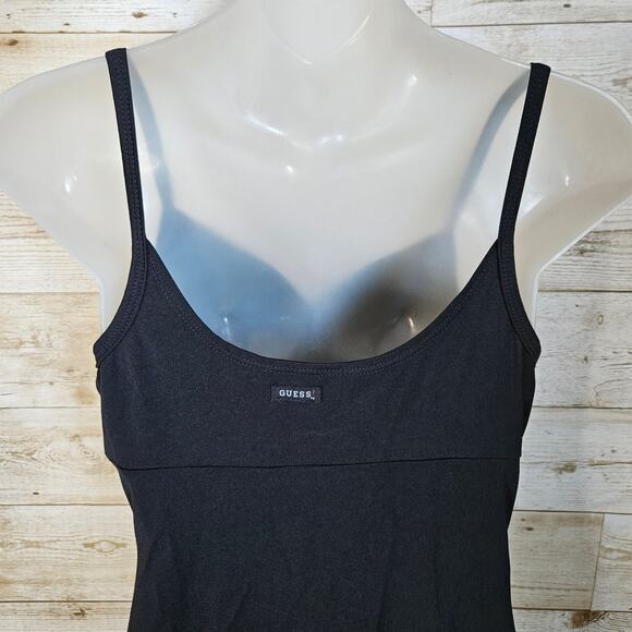 GUESS Slip Dress Black Nightie Womens V-Neck Sleeveless Mini Stretch Club Y2K M - Picture 7 of 10